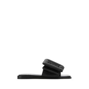 Boyy Women Black Leather Puffy Slippers